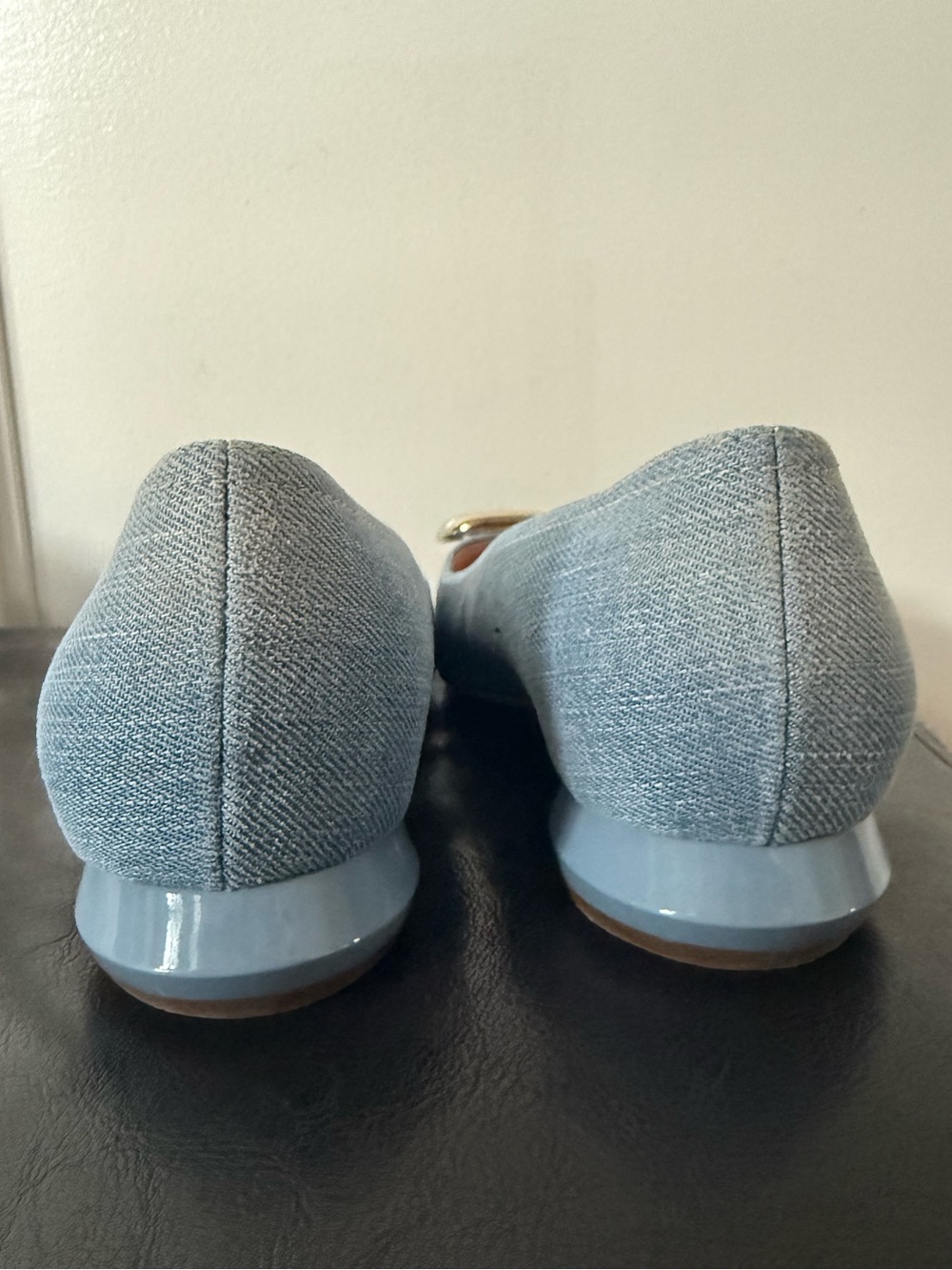 Roger Vivier Light Blue Loafers with Gold Accent - Picture 2 of 3